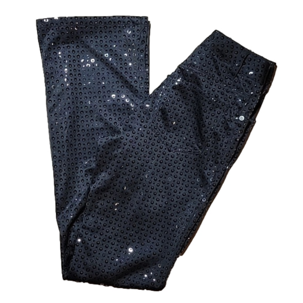 Z. Cavaricci Black Sequin Embellished Bootcut 5 Pocket Pants Size EUC